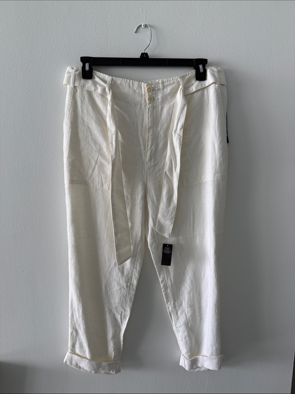 Polo by Ralph Lauren Cream Straight-Leg Tie-Waist Pants